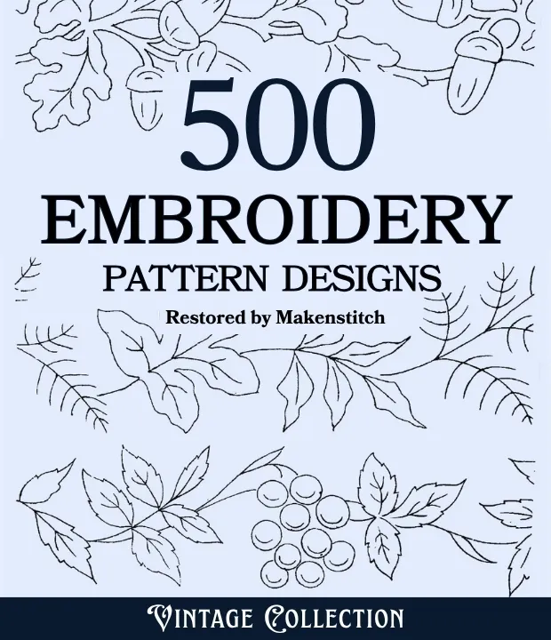 500 vintage embroidery pattern designs ebook cover